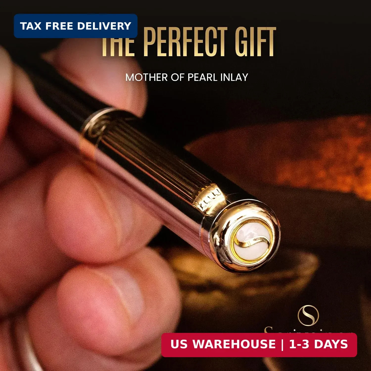 Silver Chrome Ballpoint Pen – Stunning Luxury Pen, Real Gold Plating, Schmidt Bl