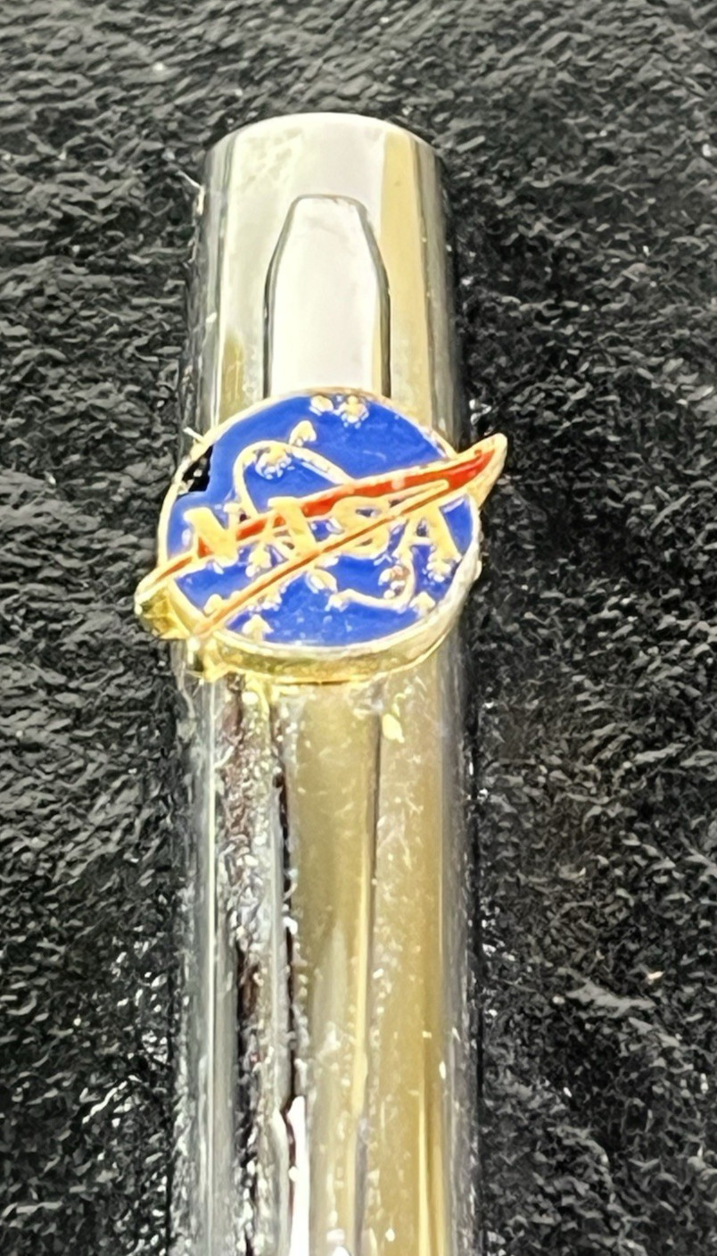 NASA Metal Pen Space Fan Silver Tone Click Clip Shirt Pocket