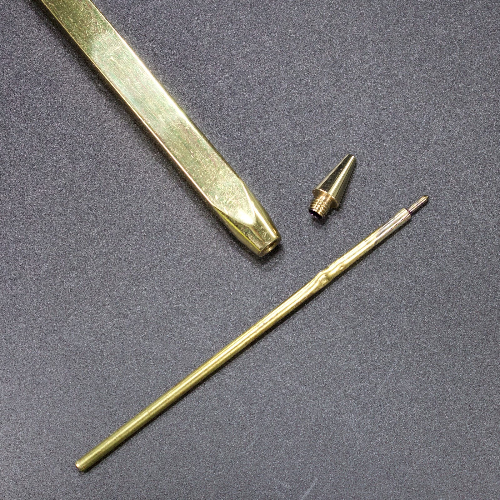 Solid Brass Square Ballpoint Pens Vintage Machined Chamfered Unbranded 5.25″