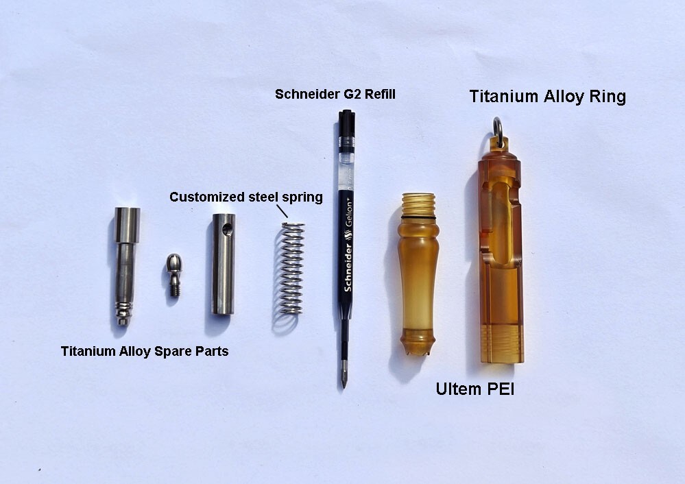 Ultem PEI+Titanium Keychain Ball Pen EDC Mechanical Pen Office Signature Pen 1pc