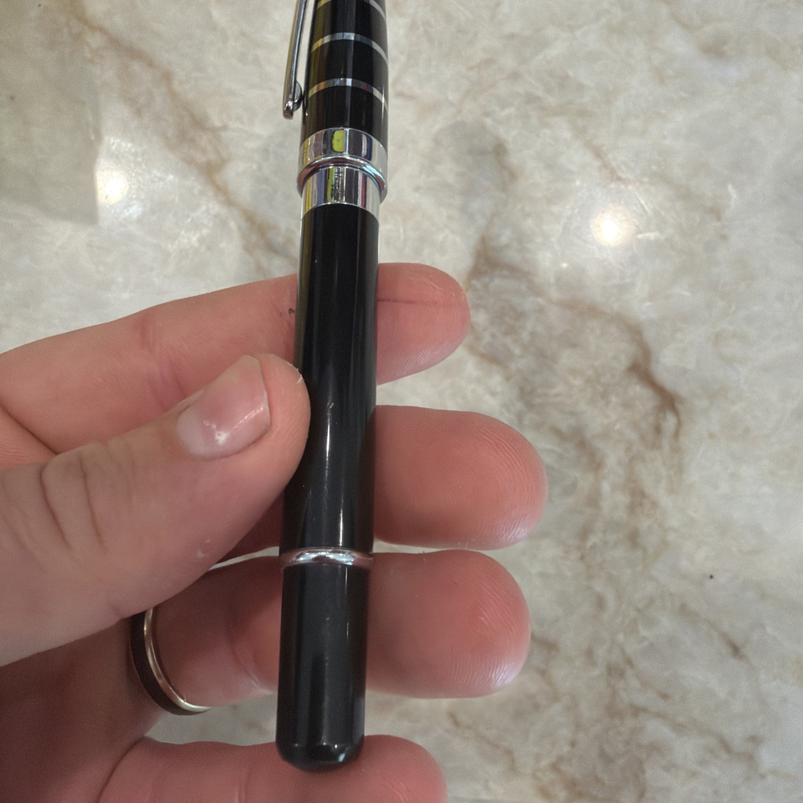Montecristo Ballpoint Pen Built-in Twist Cigar Hole Punch Black Enamel