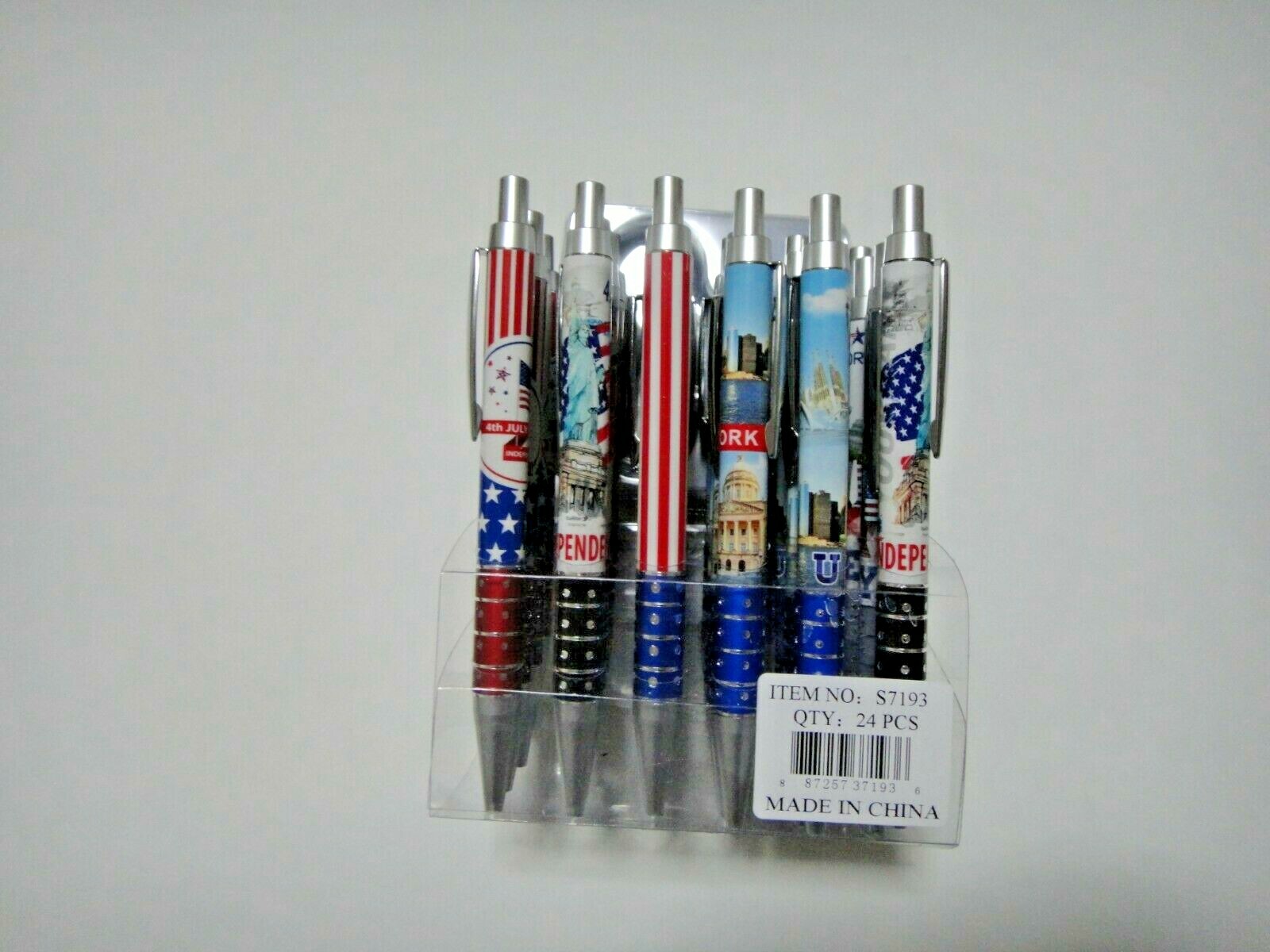 24X-BLACK Ballpoint New York Landmarks Ink Pen w. silver clip US Seller