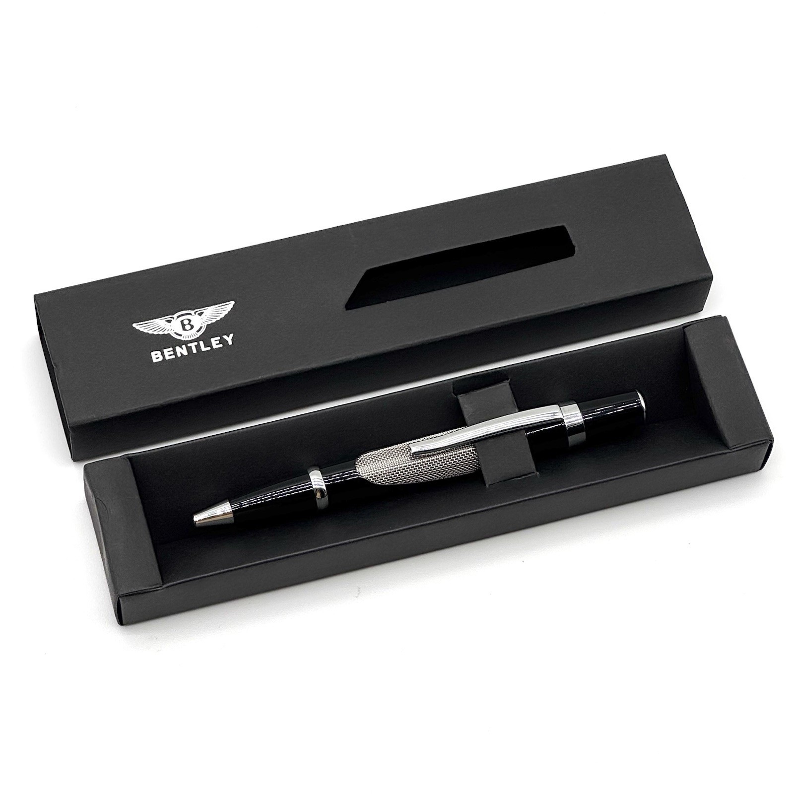 Bentley Motors Black and Silver Ballpoint Pen | Luxury Gift Boxed