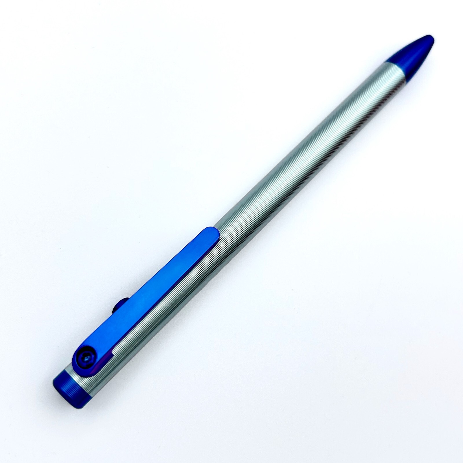 Tactile Turn – Titanium Slim Bolt Action Standard Size Pen Custom Blue & Grey
