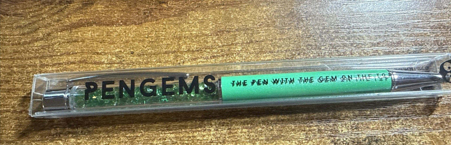 PenGems Pen with Gem – w/ Colored crystals & BOX green