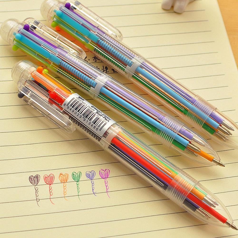 1pcs MultiColor 6 in 1 Color Ballpoint Pen Ball Point Pens Kids School Office