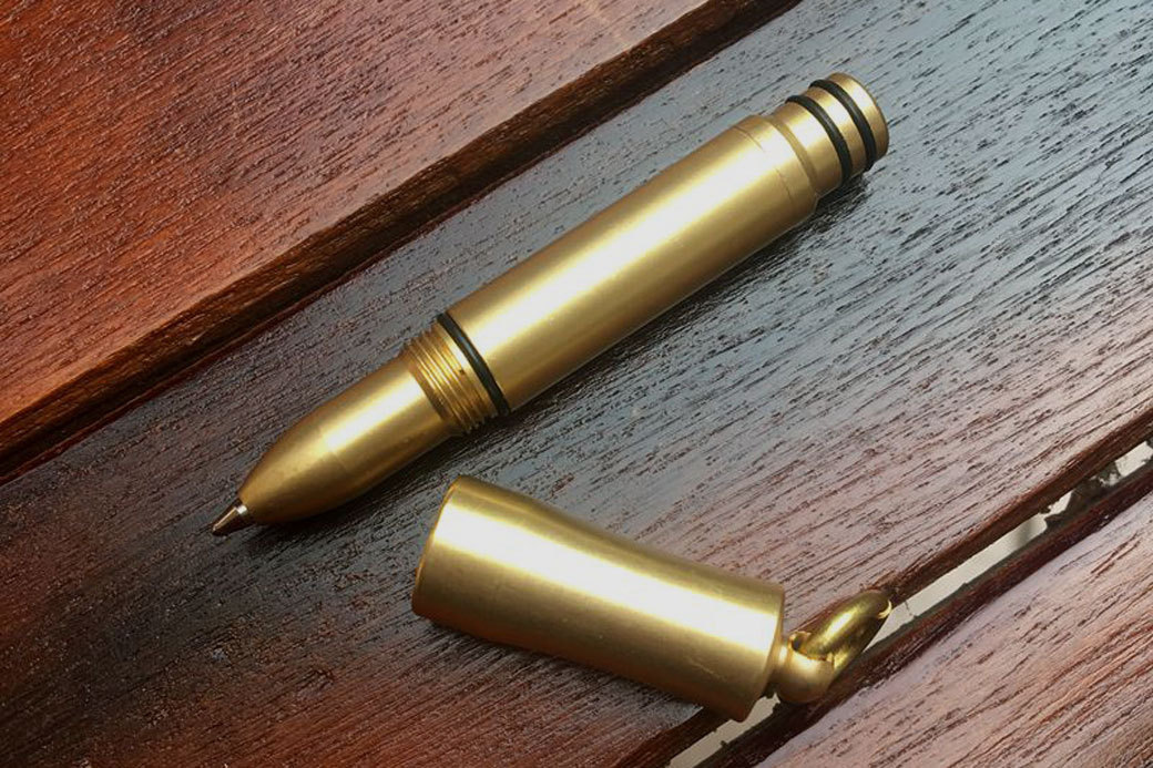 Handmade Mini Brass Pen EDC Outdoor Retractable Key Ballpoint Pen