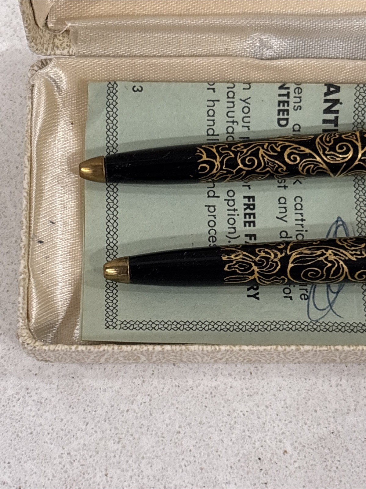 Arpege CHANEL No 5 Ballpoint Pen Set Vintage 14kt Gold Perfume Writing Pens