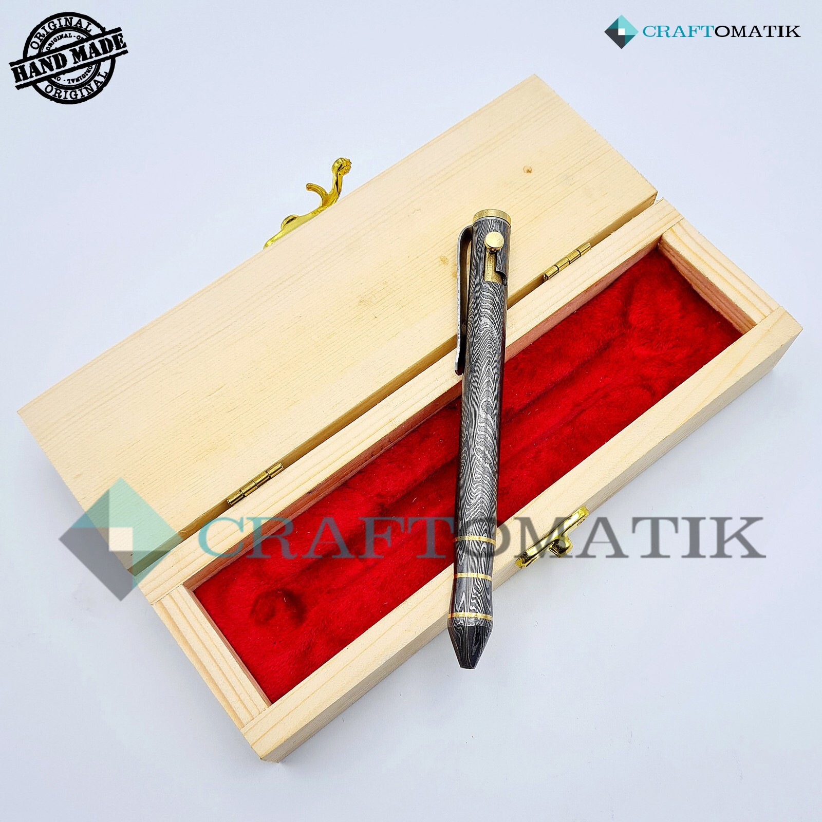 Damask Steel Ballpoint Gift Set Handmade Damascus Pen Set DP02