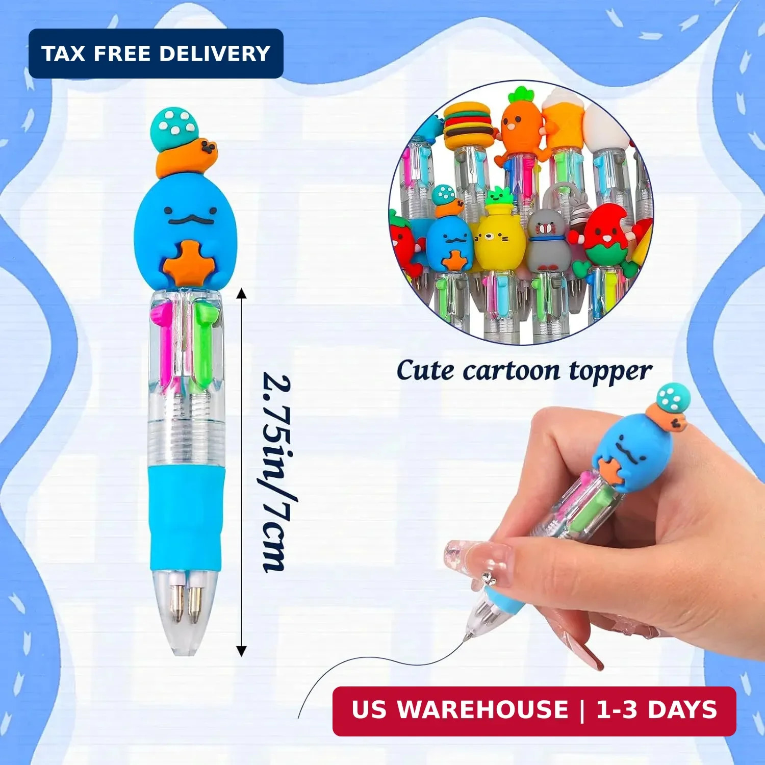 20Pcs Mini Multicolor Pens in One 4-in-1 Cute Pens Bulk for Kids, Fun Kawaii Bal