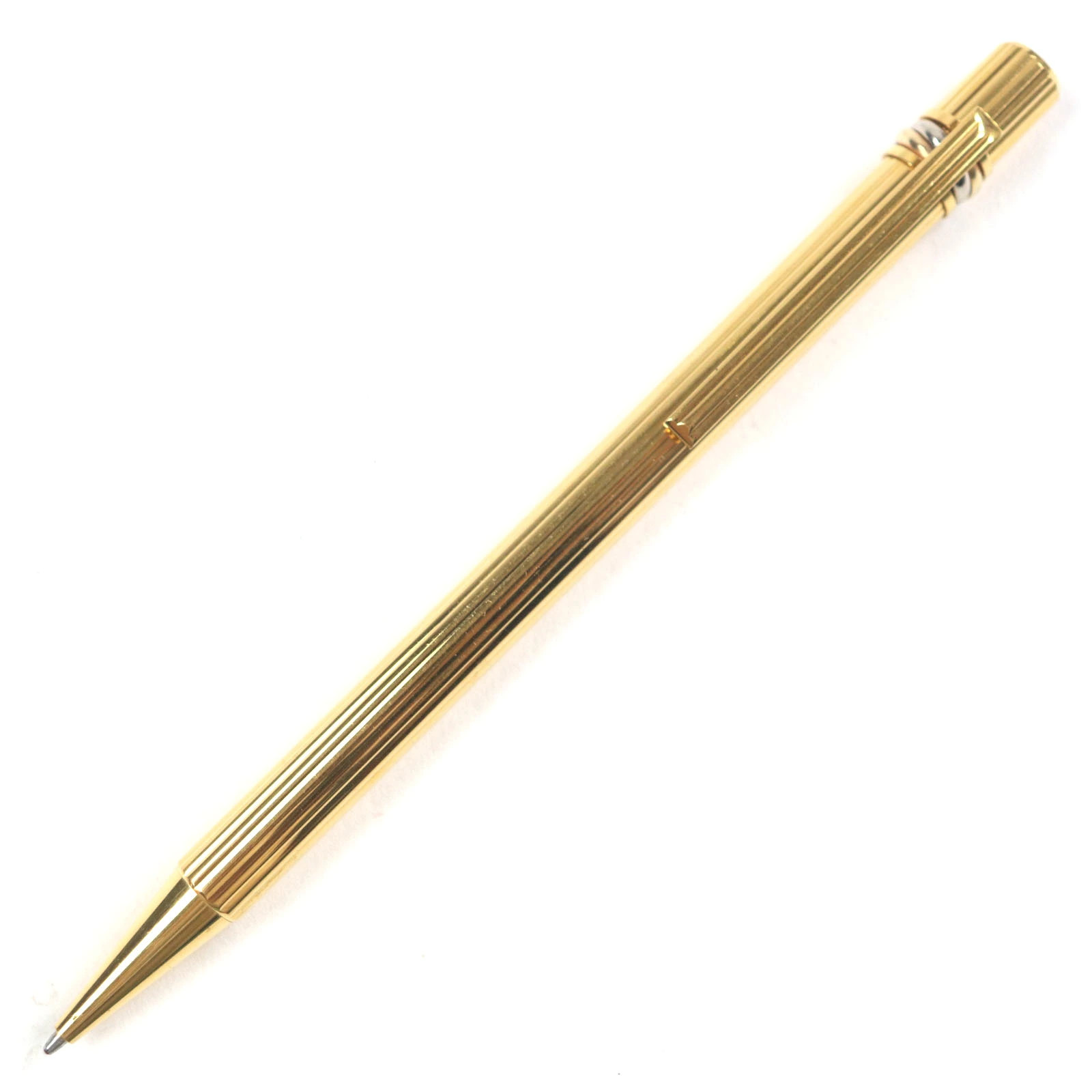 Trinity de Cartier Stripe Ballpoint Pen Gold Twist France Unisex Stationery Auth