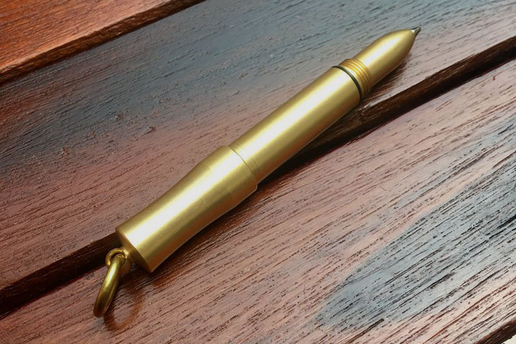 Handmade Mini Brass Pen EDC Outdoor Retractable Key Ballpoint Pen