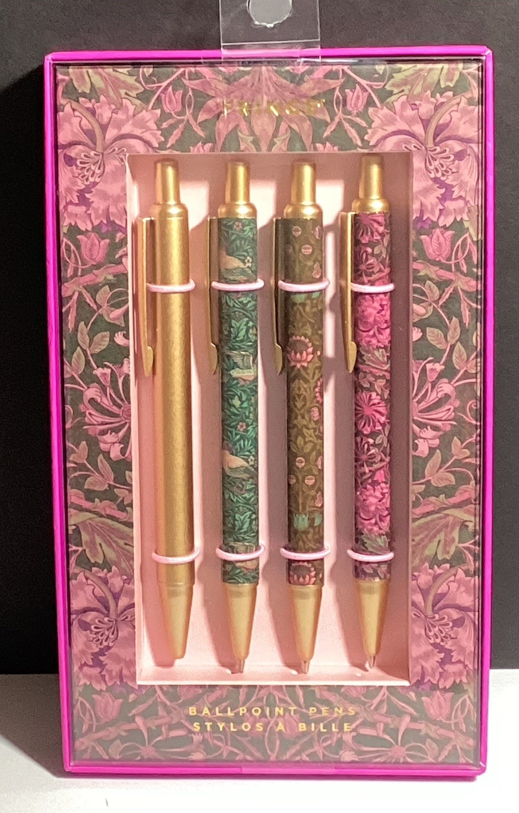 FRINGE NIB 4 Ballpoint Pen Set Colorful Floral Birds Solid Gold Tone
