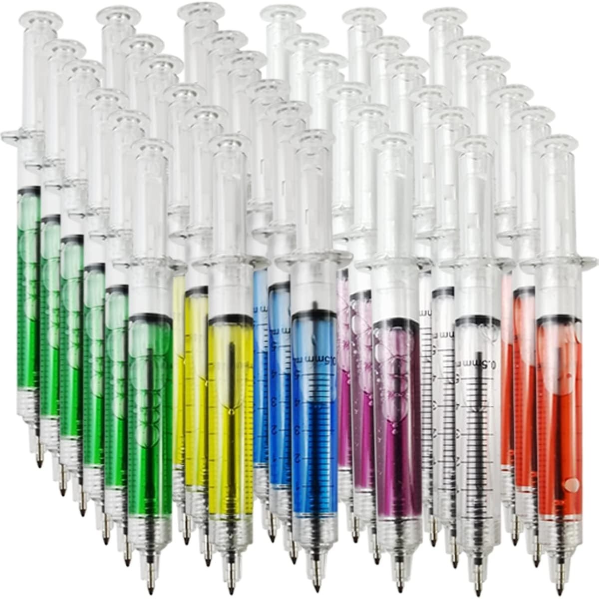 36PCS OR 24PCS Syringe Pens Retractable Fun Multi Color Novelty Pen for Nurses,