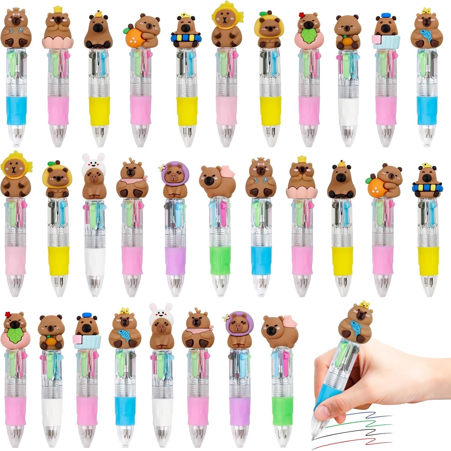 Multicolor 30-Count Ballpoint Pens with Cute Animal Designs – Kid-Friendly!