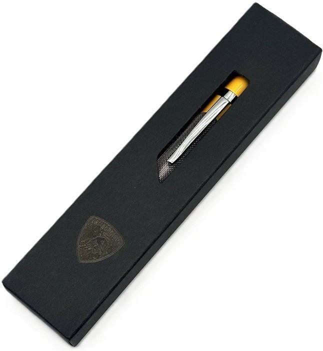 Lamborghini Yellow Ballpoint Pen Chrome Mesh Grip Luxury Gift Box Edition