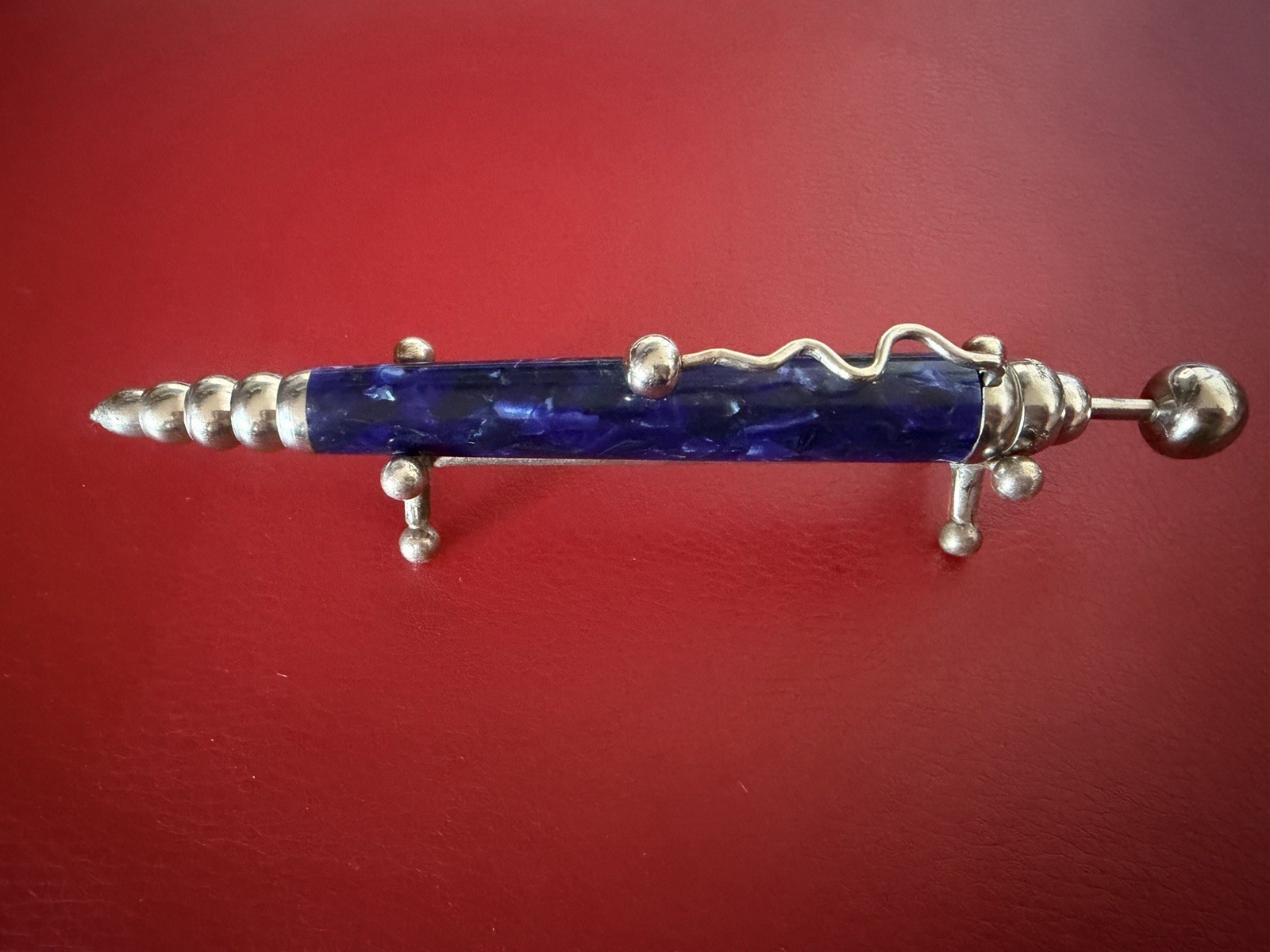 Jean Pierre Lepine Zig Zag Marbled Blue Ballpoint Pen Paris Vintage
