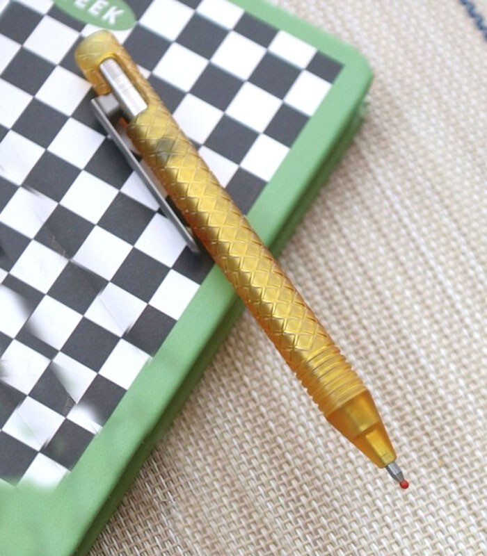 EDC Pocket Checkered Surface PEI Titanium Push Button Mechanism Ball Pen Gifts