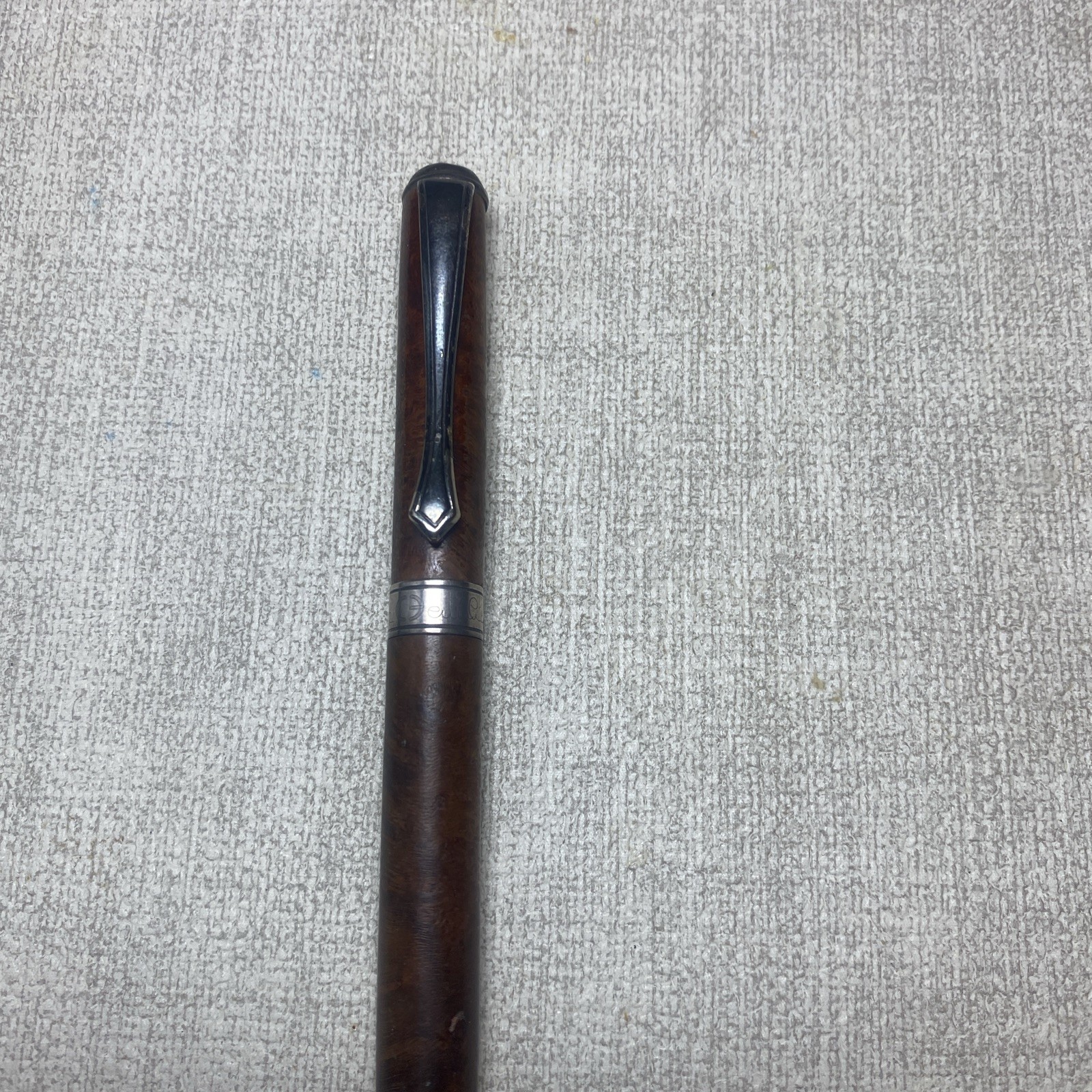 Cesare Emiliano Silver 925 Ballpoint Pen Signed Engraved Briar Wood- Rare Find