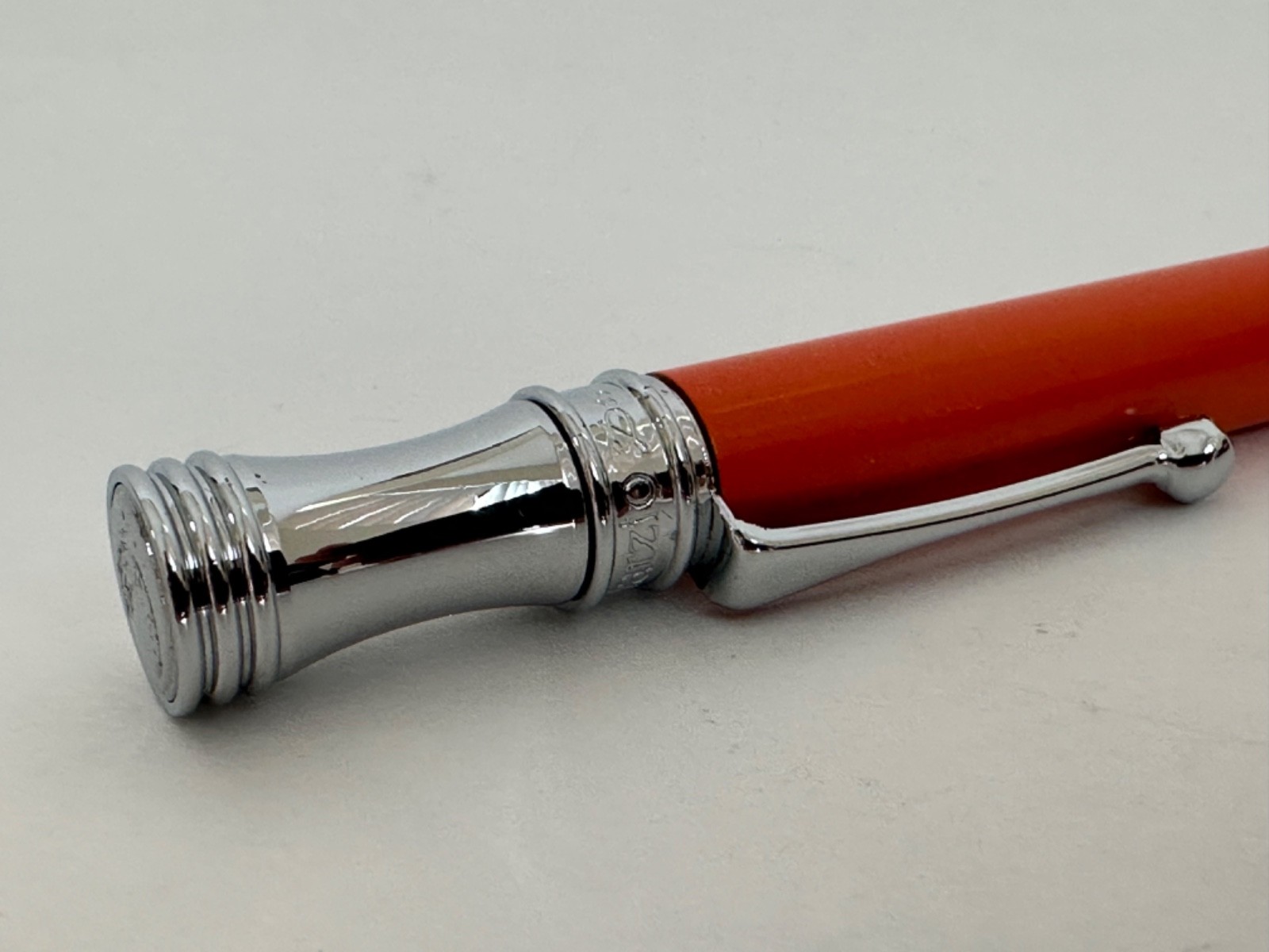 Vintage Rare Campo Marzio Ballpoint Pen Silver & Enamel Orange, Working