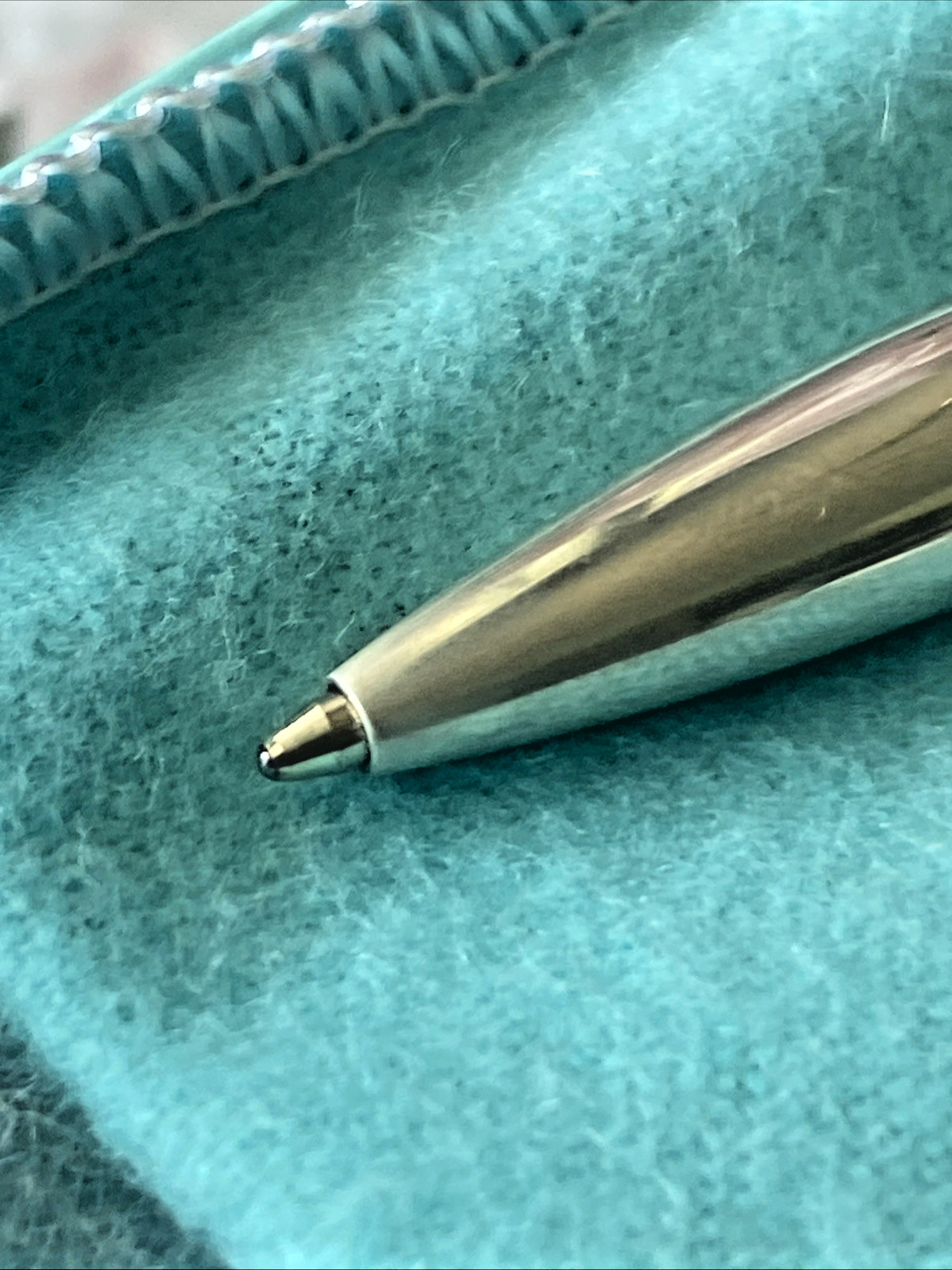 Vtg Tiffany & Co. Sterling Silver 925 T Clip Ballpoint Pen Black Ink Pouch & Box