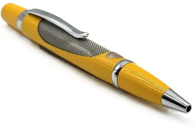 Lamborghini Yellow Ballpoint Pen Chrome Mesh Grip Luxury Gift Box Edition