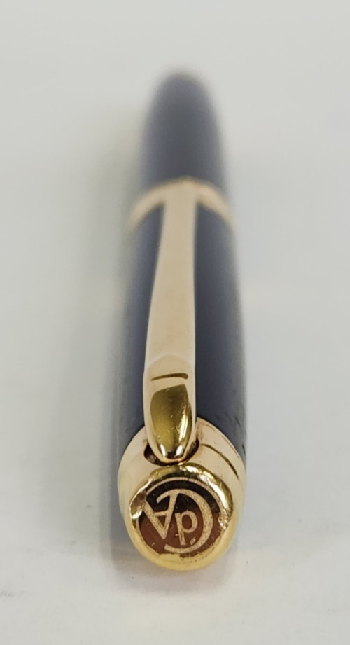 Caran d’Ache Leman Ballpoint Pen Gold-Plated Trim Ebony Black Twist Blue Ink