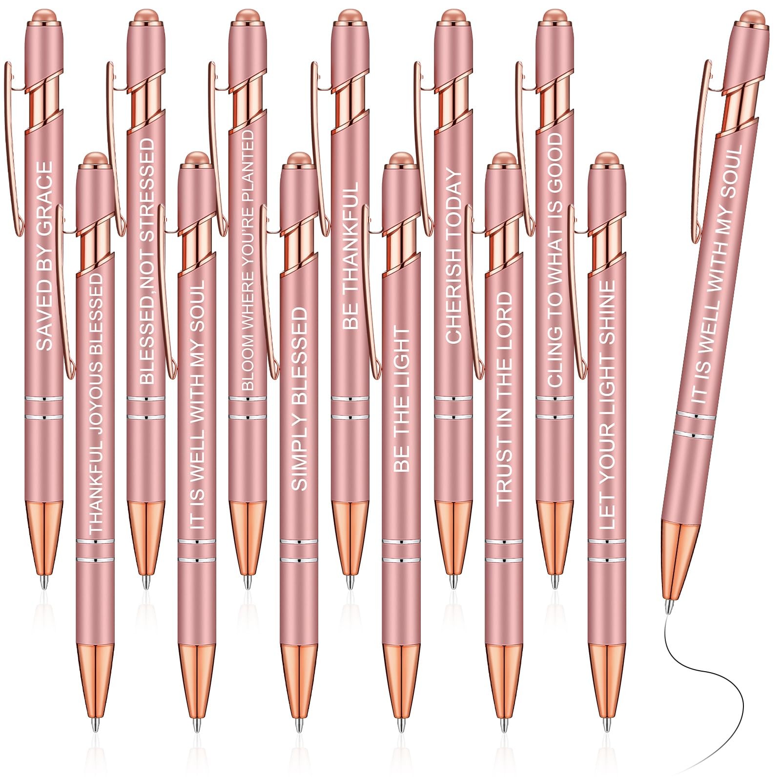 Zonon 12 Pcs Inspirational Pens Bulk Funny Ballpoint Pen with Stylus Tip