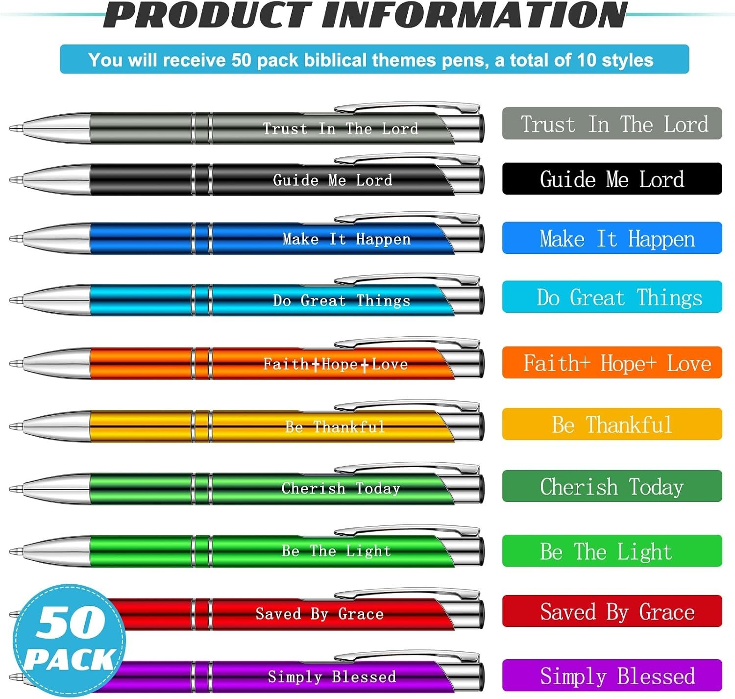 10 Pcs Bible Verse Pens, Inspirational Christian Scripture Ballpoint Pens, Sm…