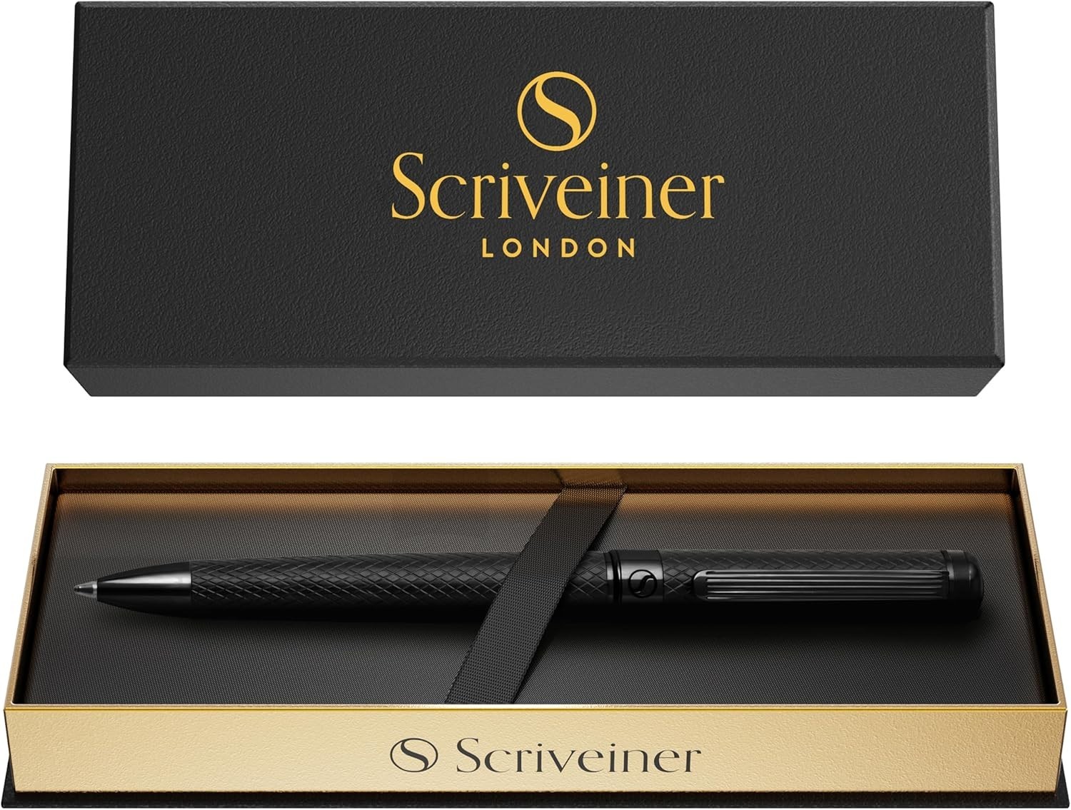 Luxury All Black Ballpoint Pen with Ergonomic Grip and Refillable Ink Cartridge