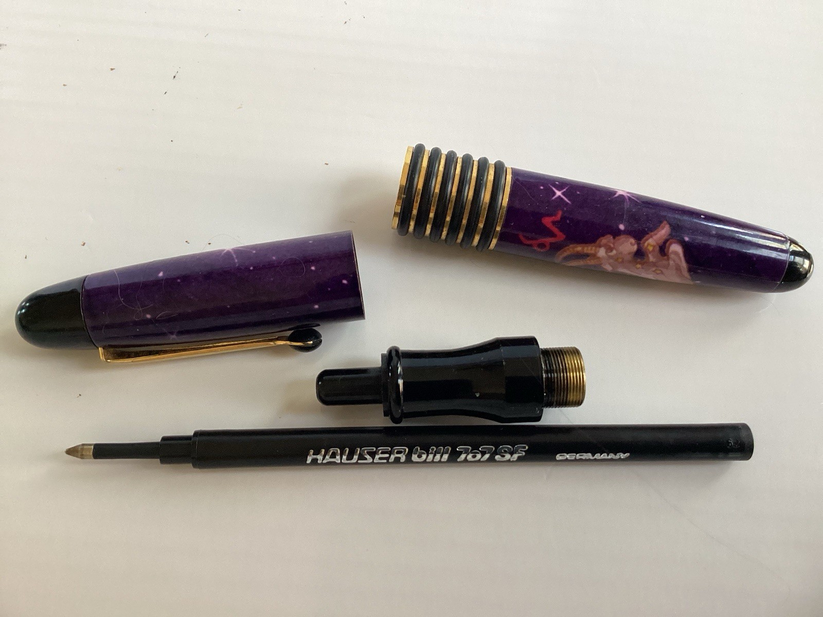 Vintage Hauser Ballpoint Pen 6111 767 SF Barrel Celestial Capricorn /not working