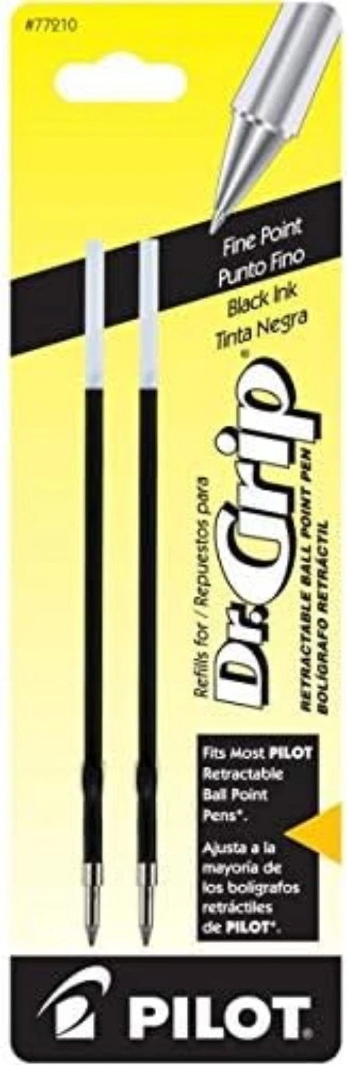 Professional Dr. Grip Ballpoint Ink Refills, Fine Point, 2-Pack – Black Ink