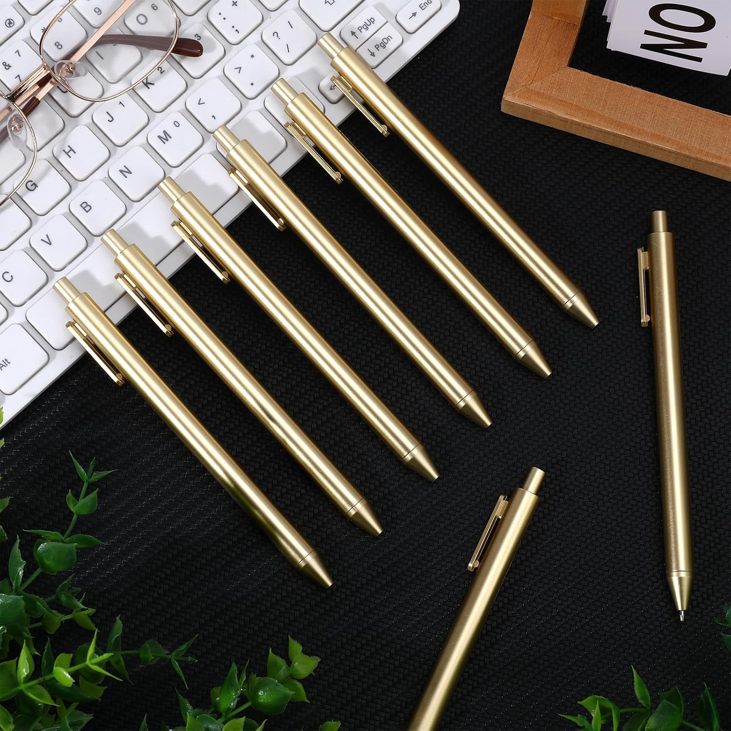 30 Pcs Gold Pens for Writing, Ballpoint Nice Pens Black Ink, Slim Ballpoint