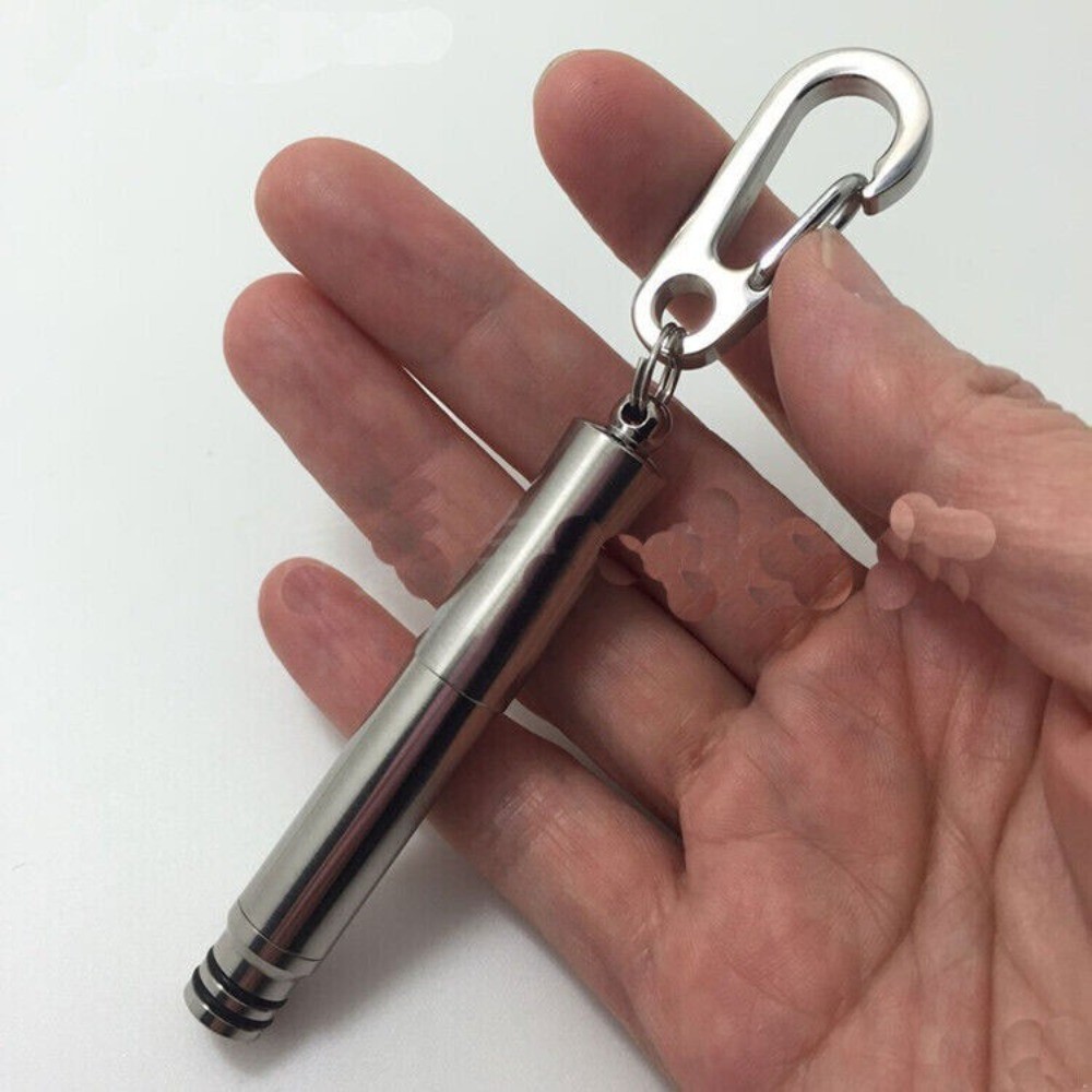 Titanium Pocket EDC Ballpoint Pen Signature Write Pen with Key Ring 5 Refills