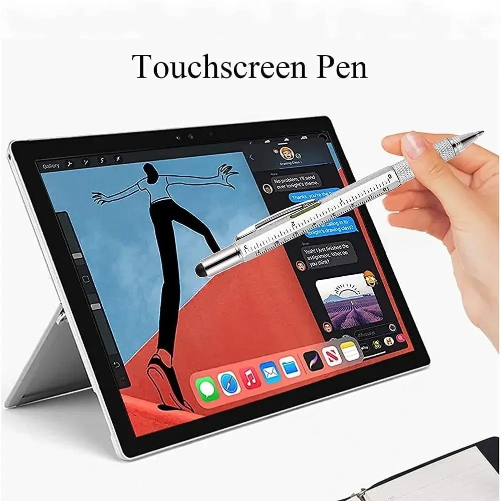 7-in-1 Multifunctional Multi-Tool Pen with Screwdriver, Ruler, Level, Stylus & B