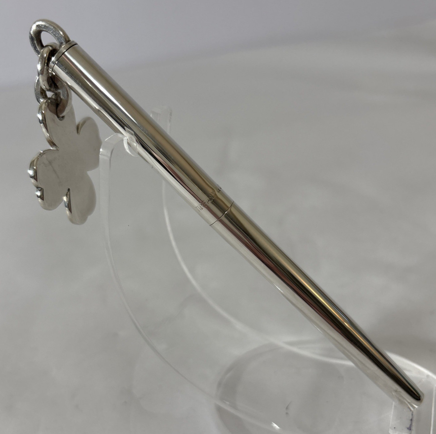 Tiffany & Co. 925 Sterling Silver Ballpoint Pen with Clover/Shamrock Charm 20g