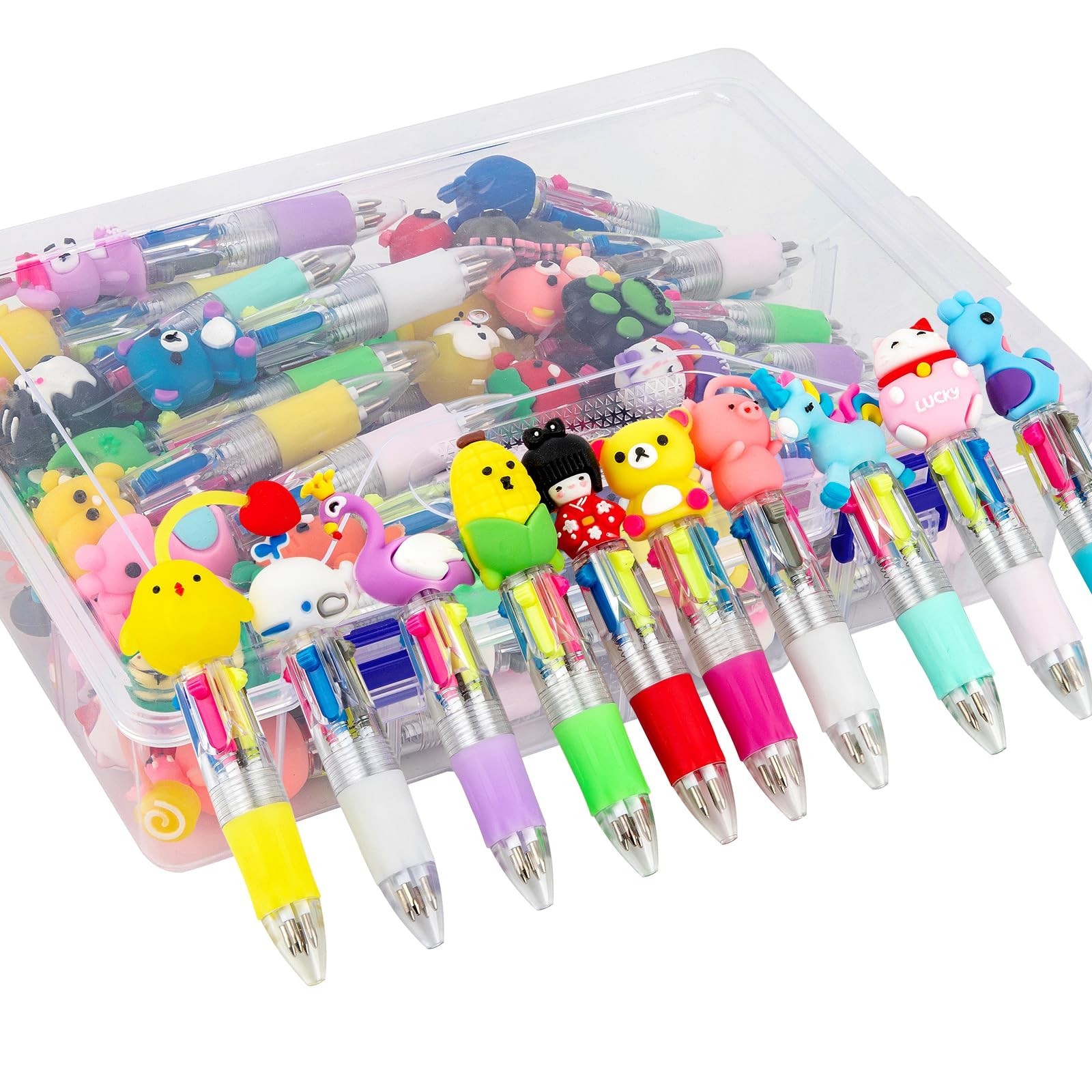 60-Pack Multicolor 4-in-1 Ballpoint Pens – Cute Kids’ Party Favors & School Supp
