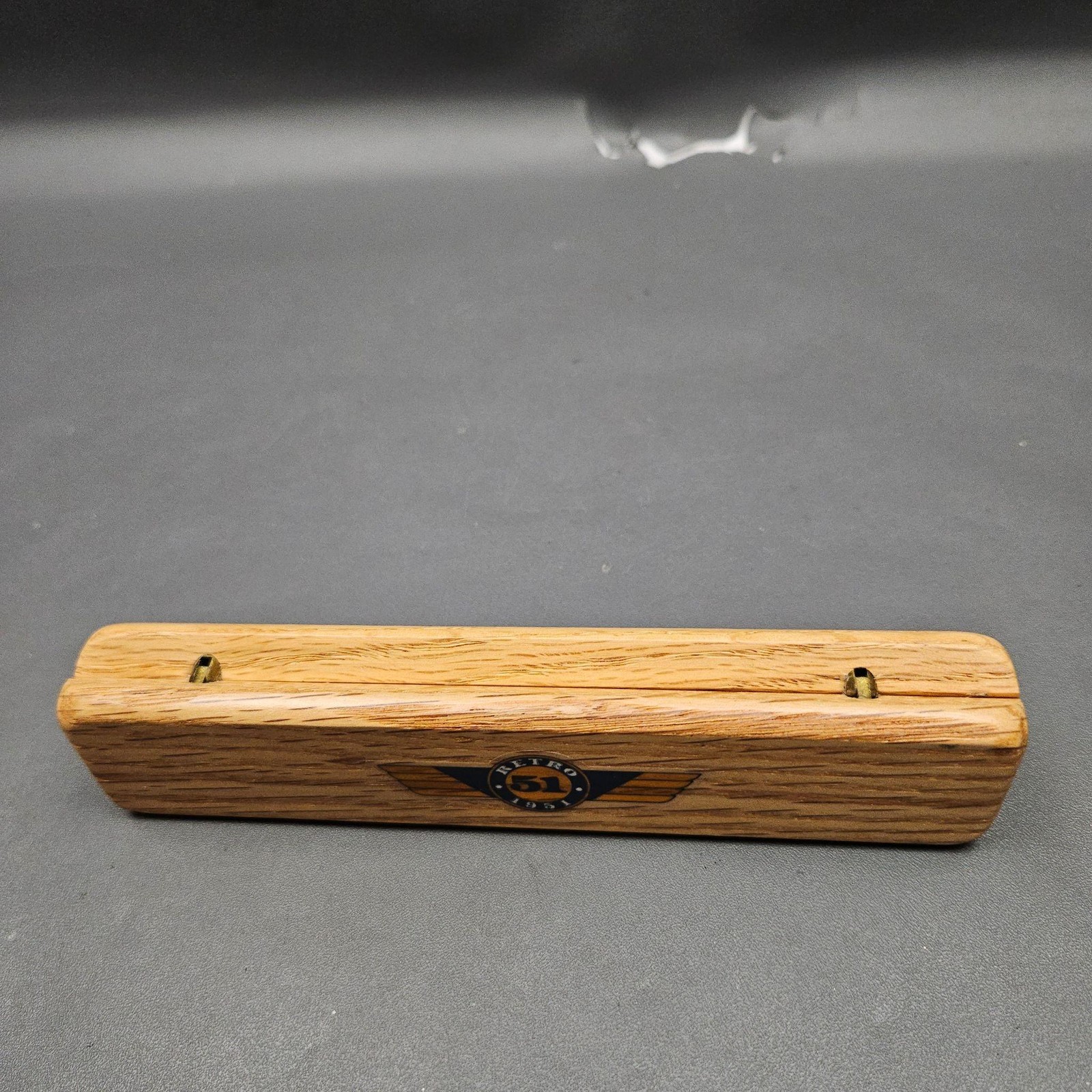 Retro 51 Metal 200 Series Ballpoint Pen Nickle Gold Trim Wood Case Vintage