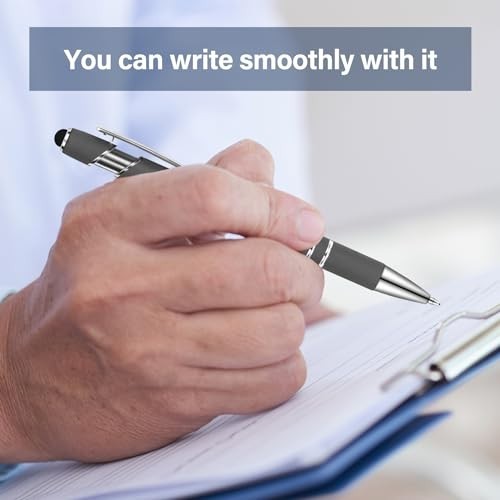 Ballpoint Pens with Stylus Tip, Soft Touch Click Stylus Pen, 2 in 1 Retractable