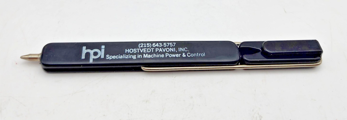 Vintage Unique Flat Plastic Advertisement Ballpoint Pen with Flip Over Cap