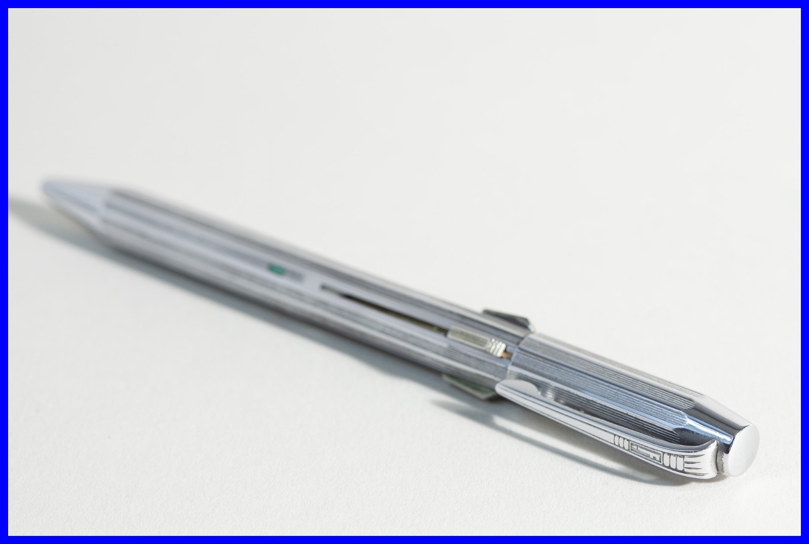 1960s FEND 4 Color Ballpoint Pen In Steel Chrome With Slide Mechanism New Leads