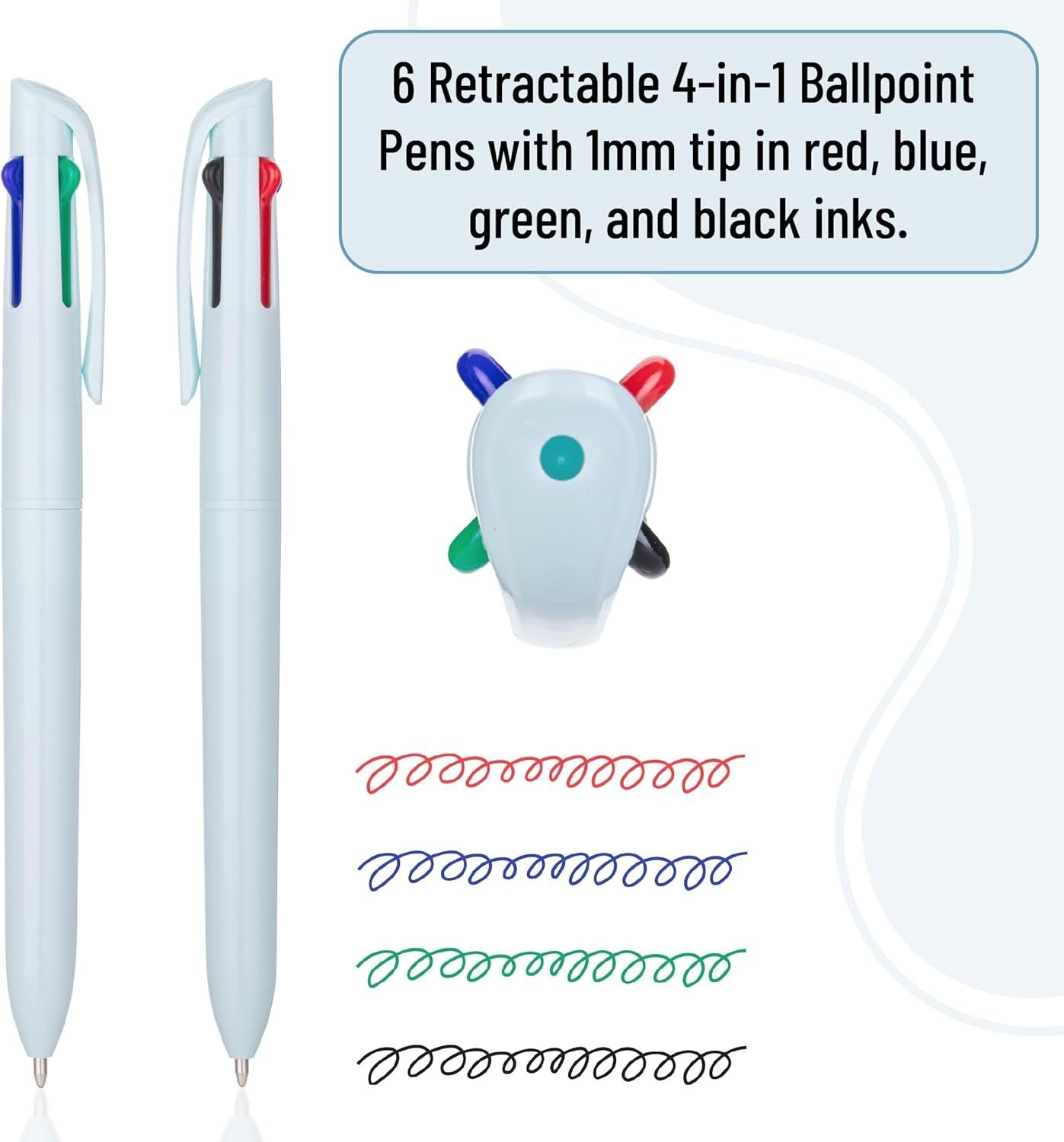 Ballpoint Pen 4-Way Multi Ink 6-Piece Set Journaling Note-Taking Planner