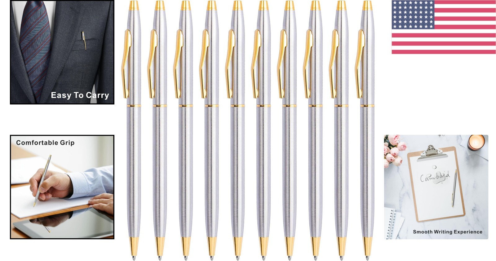 Stylish Black Ballpoint Pens – 10 Mini Retractable Gifts for Any Occasion