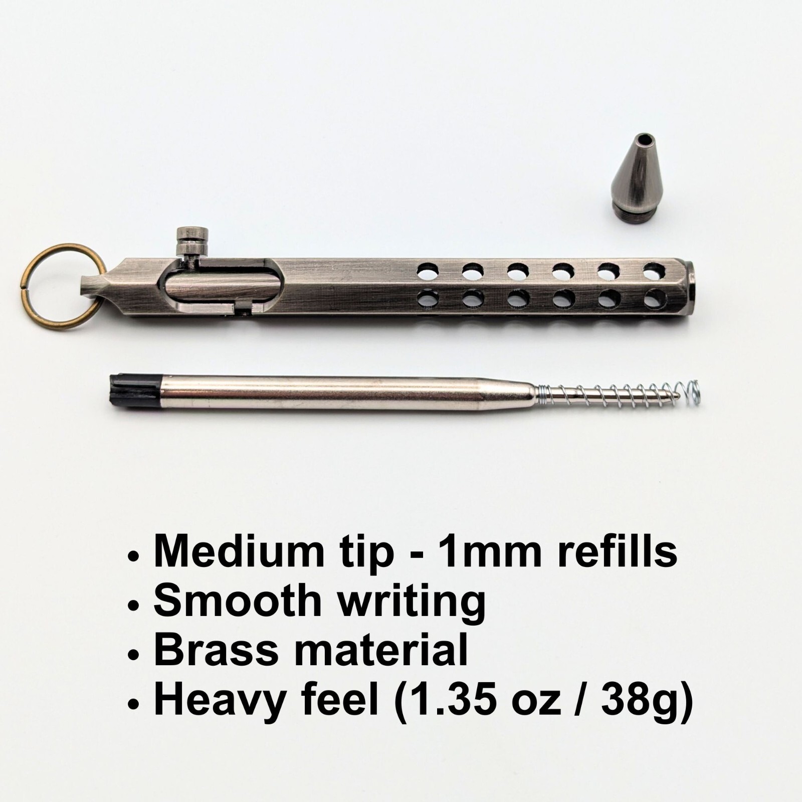 Bolt Action Ballpoint Pen Solid Brass EDC Six-edge Brushed Gunmetal – Great Gift