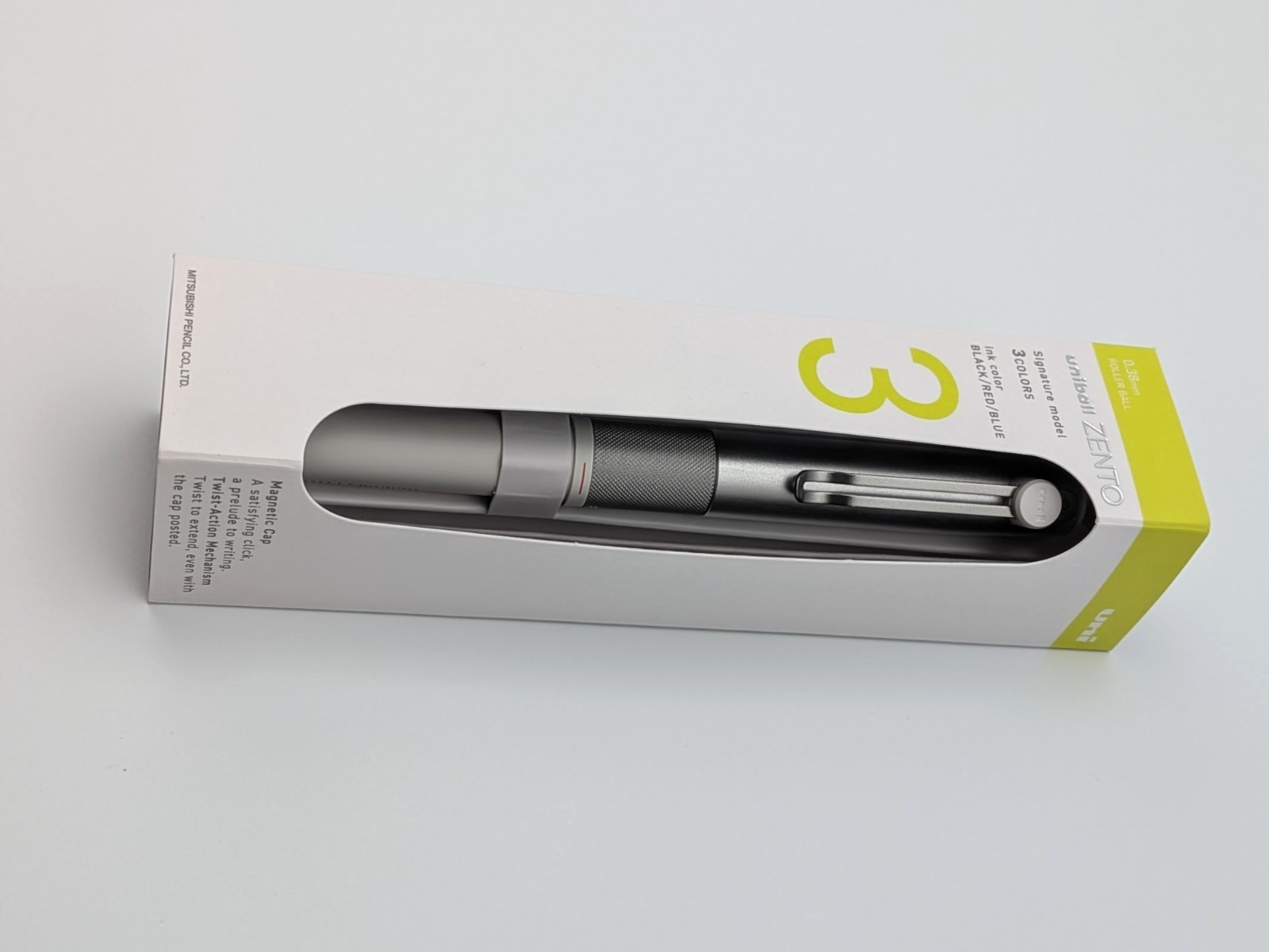 Mitsubishi uniball ZENTO Signature Model 3 Color Ballpoint Pen Silver 0.38mm