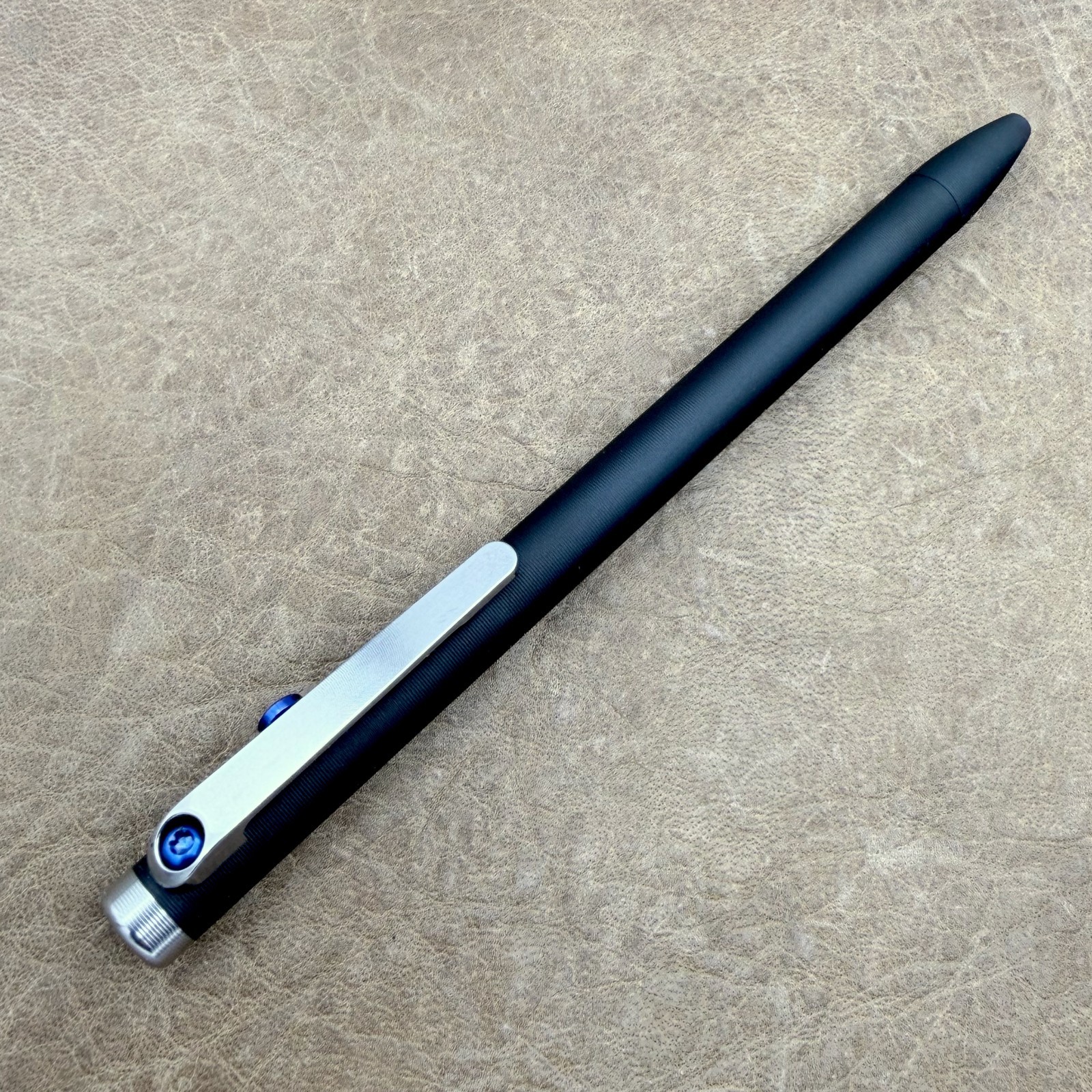 Tactile Turn – Titanium Slim Bolt Action Standard Size Pen Custom Black & Silver
