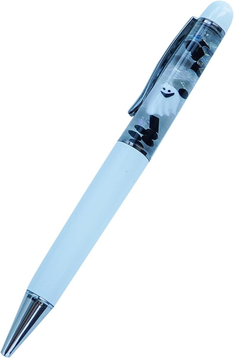 Stylish Ghost White Fun Pen with Floating Stones – Perfect Gift for All Ages