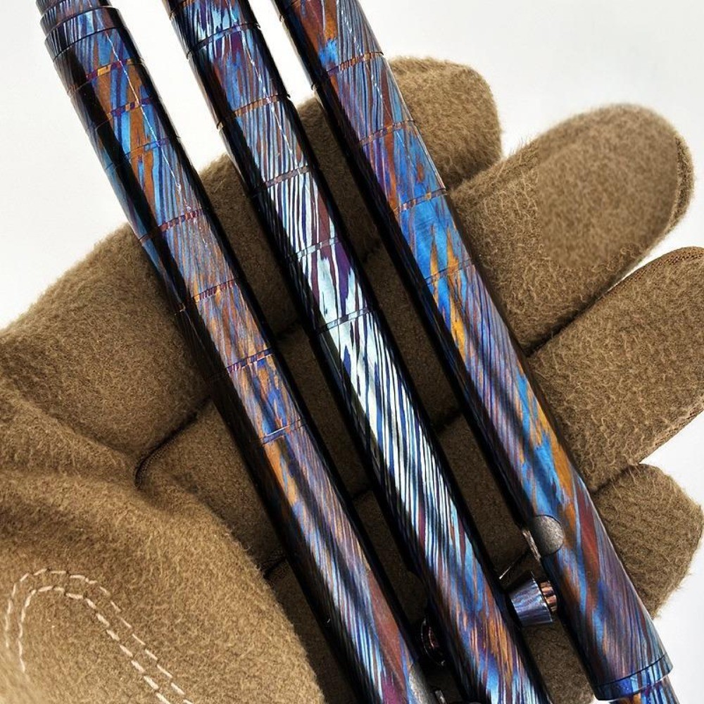 EDC Titanium Damascus Ballpoint Pen Bolt Action Signature Writing Pen Outdoor