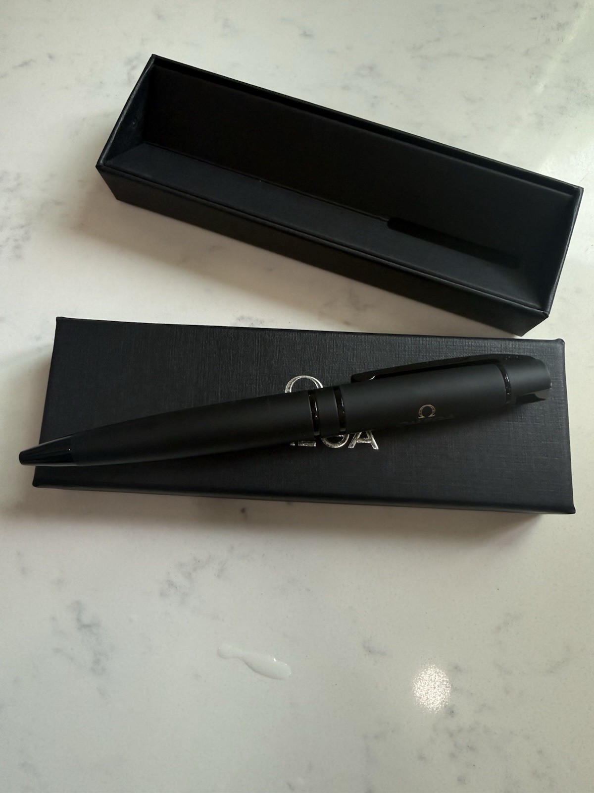 OMEGA Novelty Matte Black Metal Twisted Ballpoint Pen