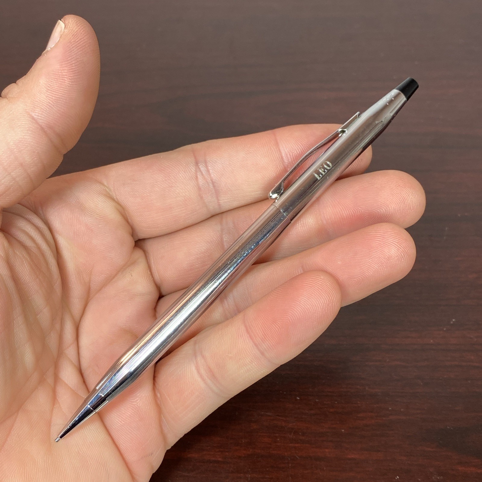 Cross Chrome Pen Pencil VINTAGE Engraved Mono Name LEO GIFT BIRTHDAY FATHERS DAY